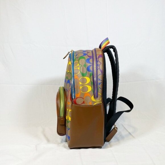 Coach Rainbow Signature Coated Canvas Backpack Handbag - Picture 6 of 10